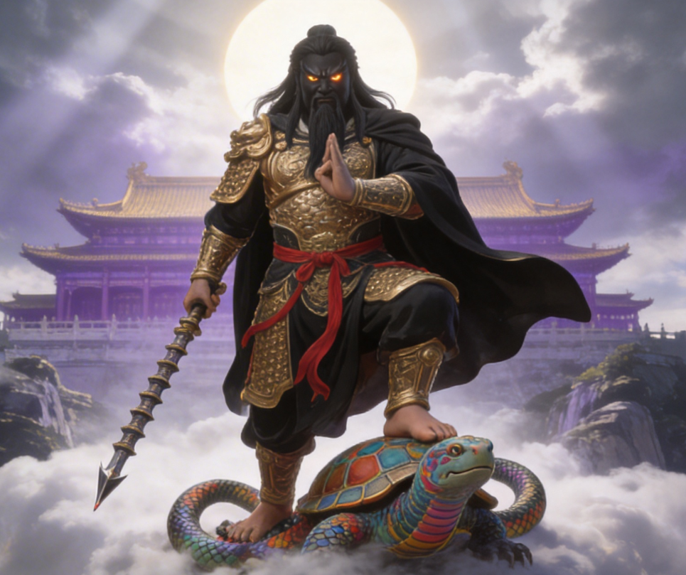 真武大帝（玄天上帝）的全身神像 AI提示词  第1张